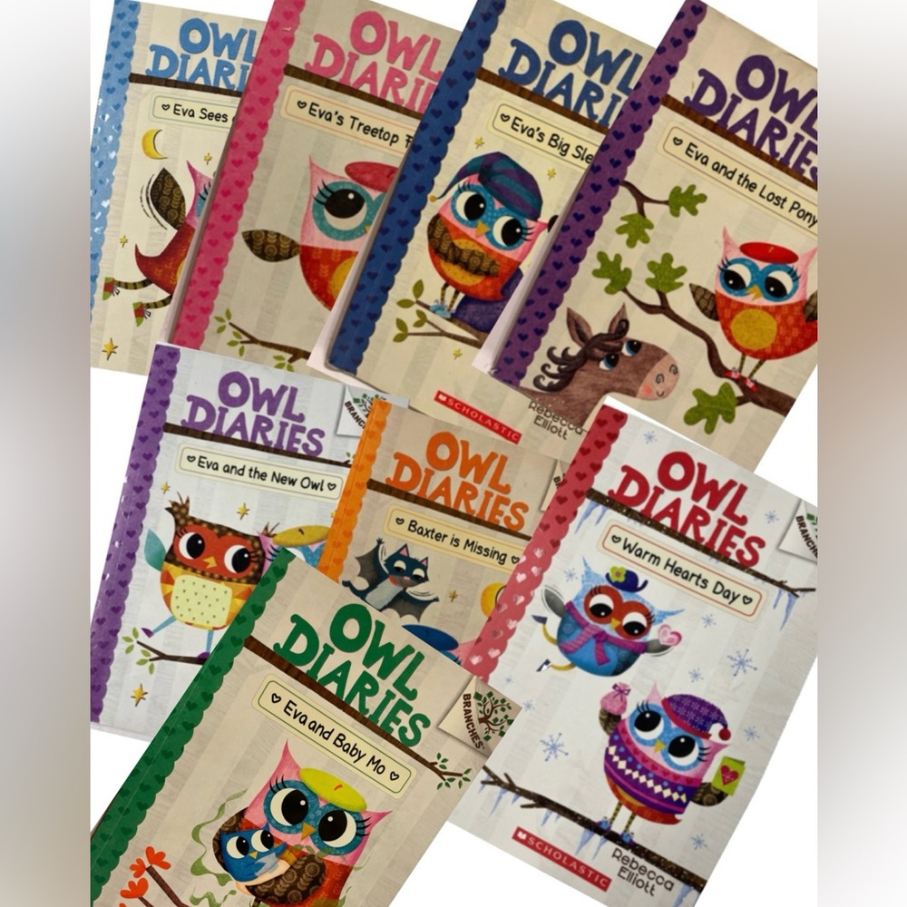 Eva's Owl Diaries Branches Scholastic Books by Rebecca Elliott (Set of 8)